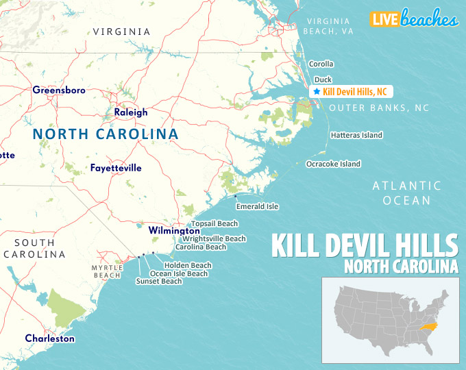 Kill Devil Hills NC Map, OBX Outer Banks - LiveBeaches.com