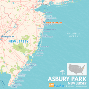 Map of Asbury Park, NJ, Jersey Shore | Large Printable - LiveBeaches.com