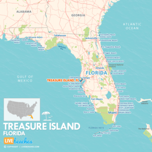 Map of Treasure Island, FL, Visit Florida Beaches, Large Printable